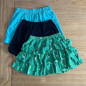 Hanna Andersson Tiered Floral Skirt, Size 8 + Two Primary Skirts, Size 7-8.